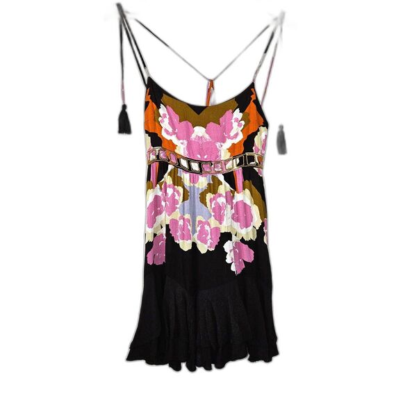 Intimately FREE PEOPLE Sweet Lucy Slip Mini Dress Printed Floral Tiered XS - Picture 2 of 6